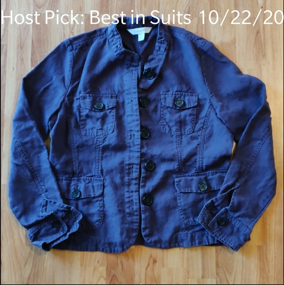 🎉HP🎉 EUC Lightweight linen military style jacket
